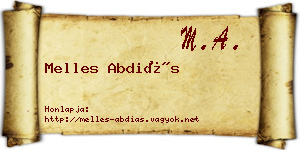 Melles Abdiás névjegykártya